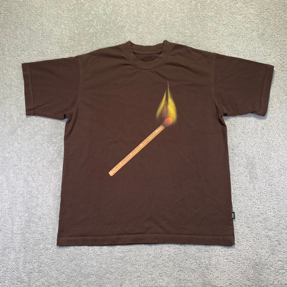 PUSW Peace United Street Warriorz T Shirt Mens XL Brown Matchstick Graphic Tee